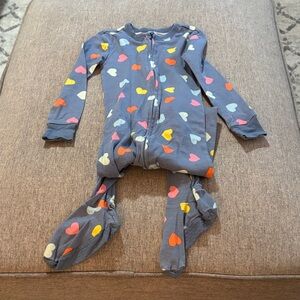 Old Navy Blue Heart Print Kids Footie